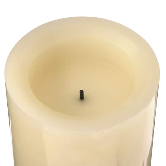 Flameless Real Wax Pillar Candle, Cream
